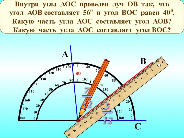 А С О В Внутри угла АОС проведен луч ОВ