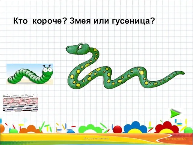 Кто короче? Змея или гусеница? vk.com/matemama