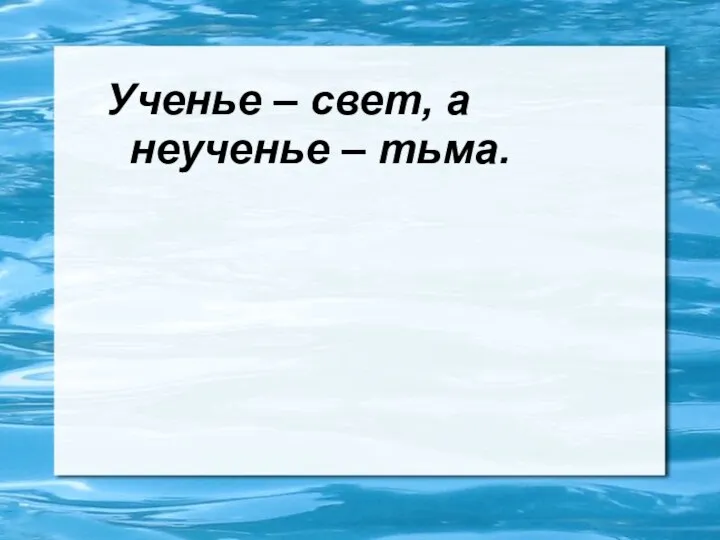 Ученье – свет, а неученье – тьма.