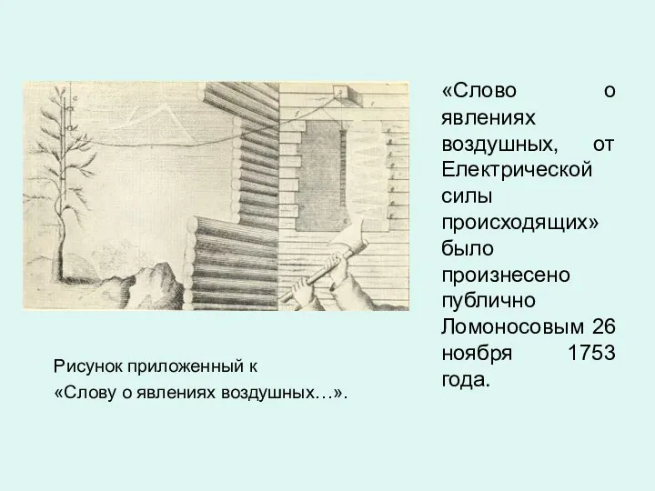 Рисунок приложенный к «Слову о явлениях воздушных…». «Слово о явлениях воздушных, от Електрической