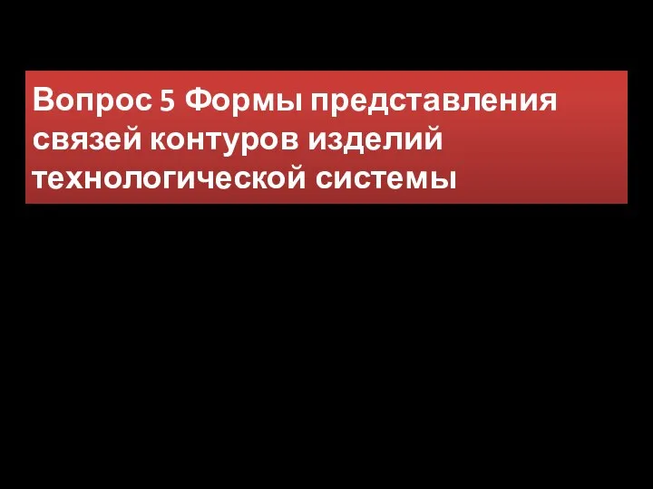 Вопрос 5 Формы представления связей контуров изделий технологической системы