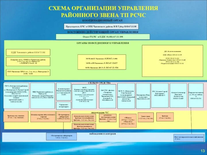 СХЕМА ОРГАНИЗАЦИИ УПРАВЛЕНИЯ РАЙОННОГО ЗВЕНА ТП РСЧС СИЛЫ И СРЕДСТВА