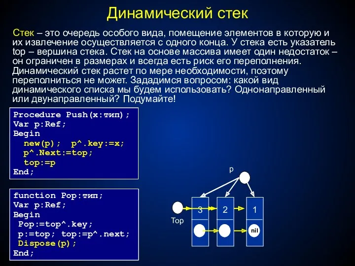 Стек – это очередь особого вида, помещение элементов в которую