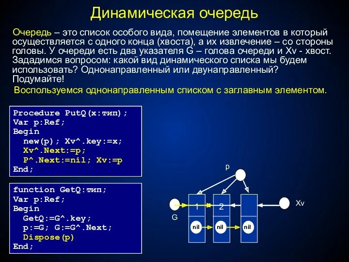 Очередь – это список особого вида, помещение элементов в который