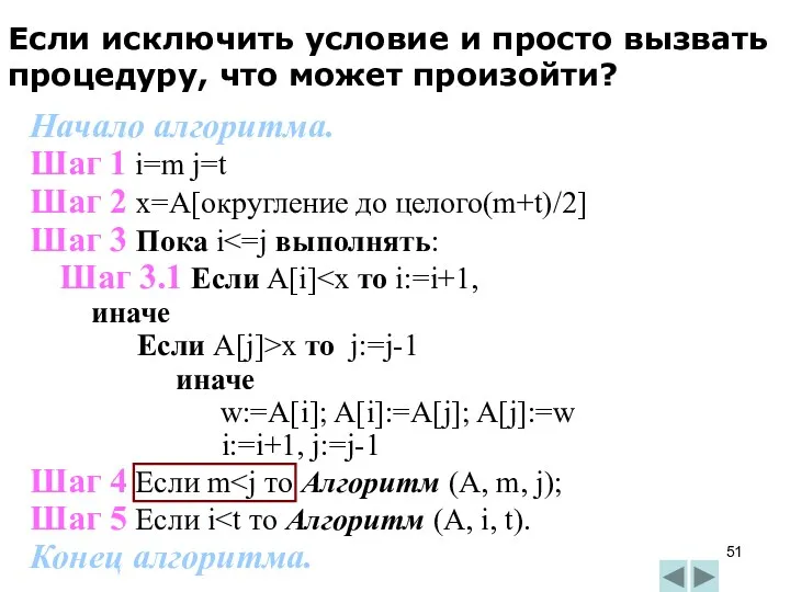 Начало алгоритма. Шаг 1 i=m j=t Шаг 2 x=A[округление до