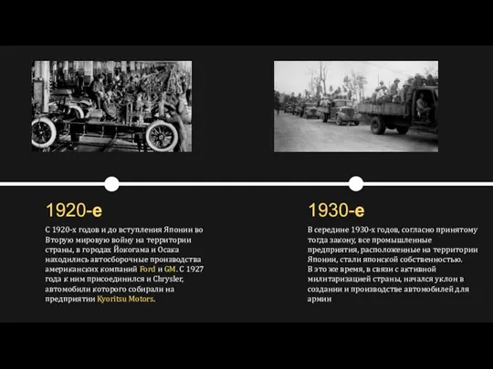 1920-е 1930-е C 1920-х годов и до вступления Японии во