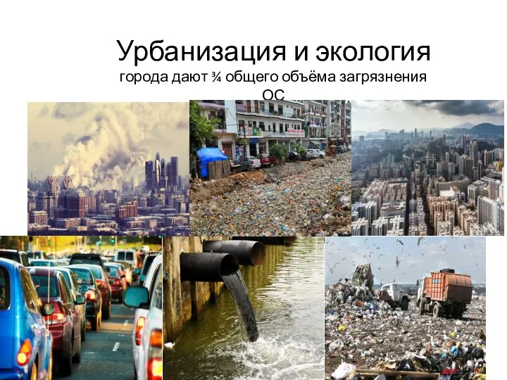 Урбанизация и экология города дают ¾ общего объёма загрязнения ОС