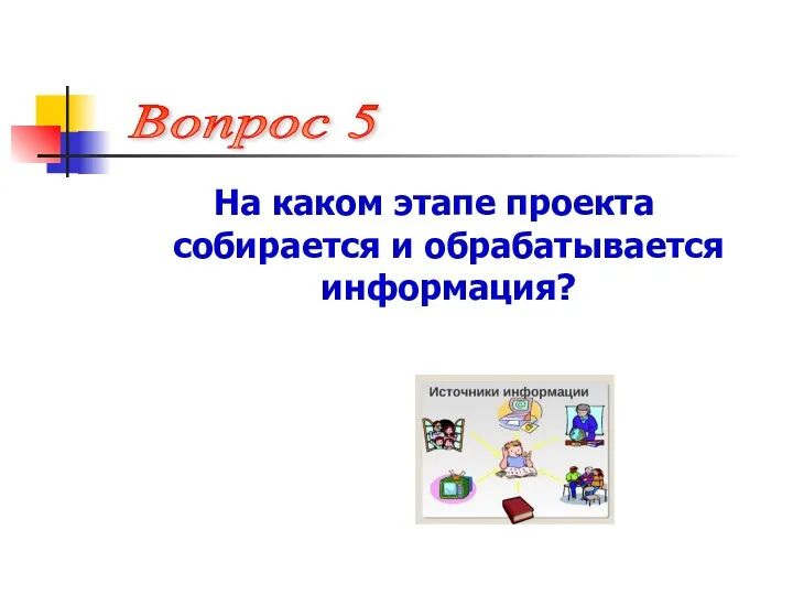 На каком этапе проекта собирается и обрабатывается информация? Вопрос 5