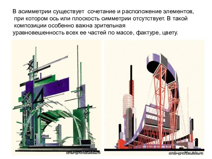 В асимметрии существует сочетание и расположение элементов, при котором ось