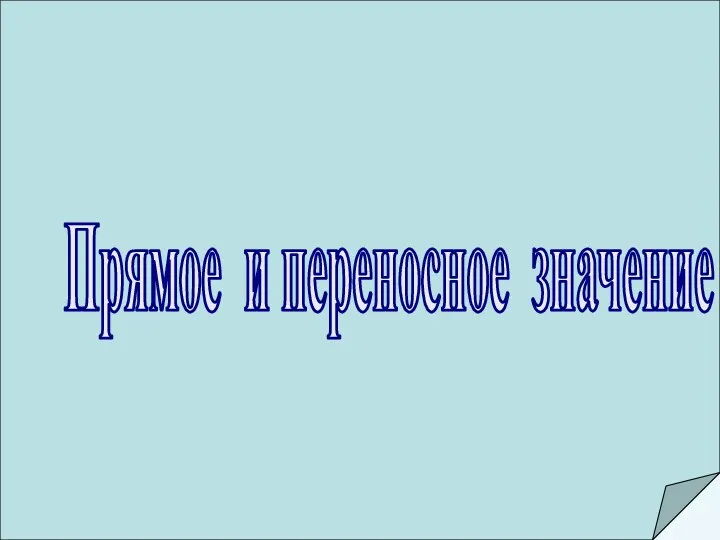 Прямое и переносное значение