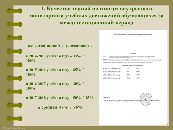 в 2014-2015 учебном году – 33% / 100% в 2015-2016 учебном году –