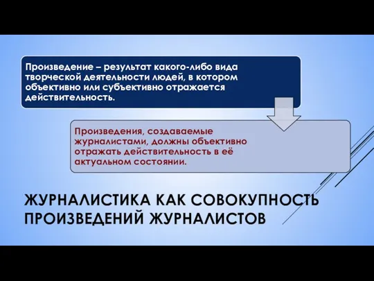 ЖУРНАЛИСТИКА КАК СОВОКУПНОСТЬ ПРОИЗВЕДЕНИЙ ЖУРНАЛИСТОВ