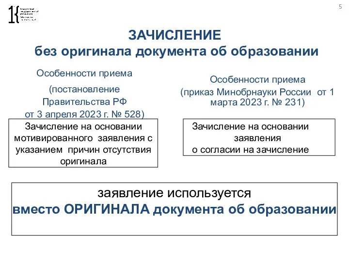 5 Особенности приема (постановление Правительства РФ от 3 апреля 2023