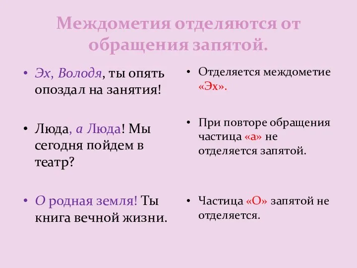 Междометия отделяются от обращения запятой. Эх, Володя, ты опять опоздал