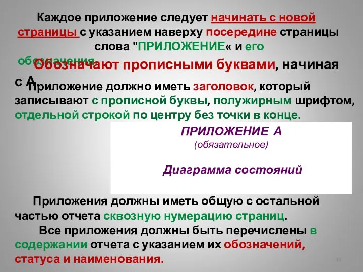 Каждое приложение следует начинать с новой страницы с указанием наверху посередине страницы слова