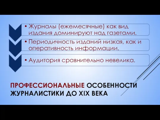 ПРОФЕССИОНАЛЬНЫЕ ОСОБЕННОСТИ ЖУРНАЛИСТИКИ ДО XIX ВЕКА