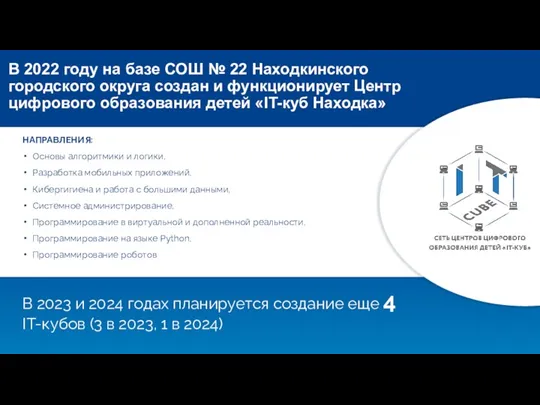 В 2022 году на базе СОШ № 22 Находкинского городского округа создан и