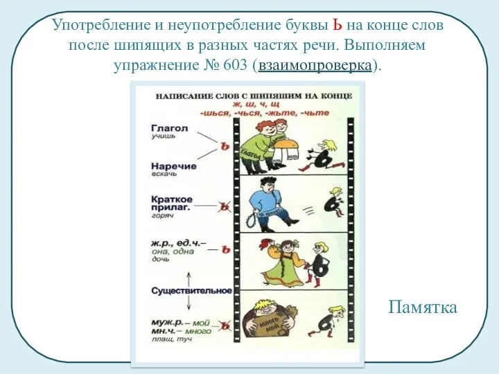 Употребление и неупотребление буквы Ь на конце слов после шипящих