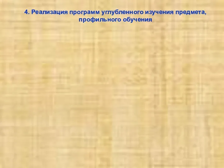 4. Реализация программ углубленного изучения предмета, профильного обучения