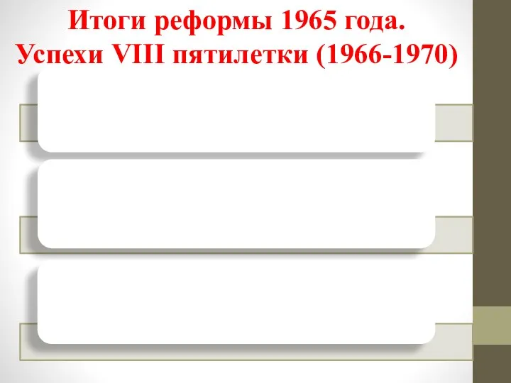 Итоги реформы 1965 года. Успехи VIII пятилетки (1966-1970)