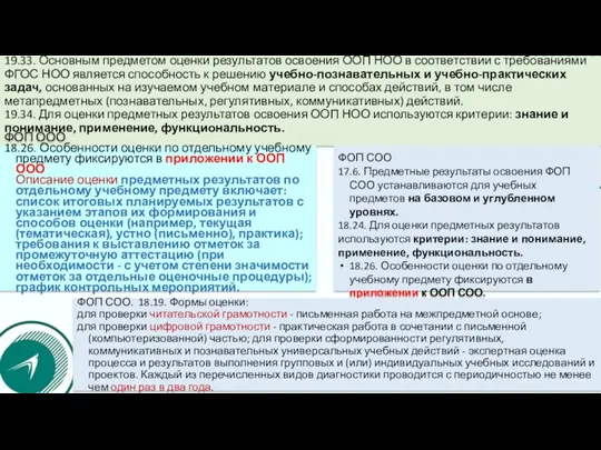 19.33. Основным предметом оценки результатов освоения ООП НОО в соответствии