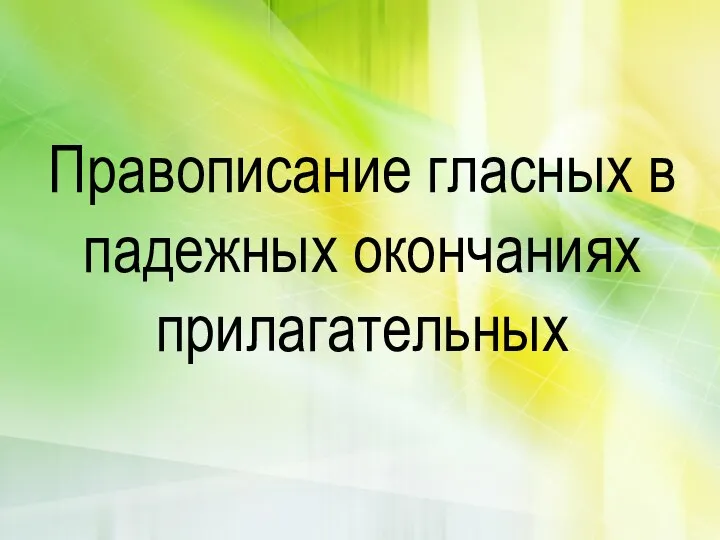 Правописание гласных в падежных окончаниях прилагательных