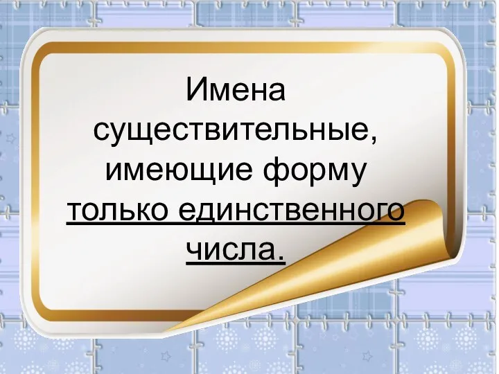 Имена существительные, имеющие форму только единственного числа.