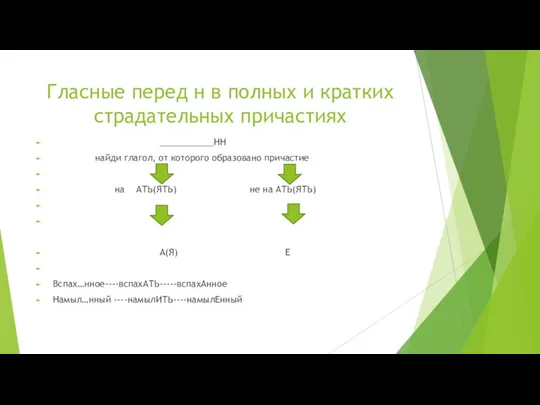 Гласные перед н в полных и кратких страдательных причастиях ___________НН найди глагол, от