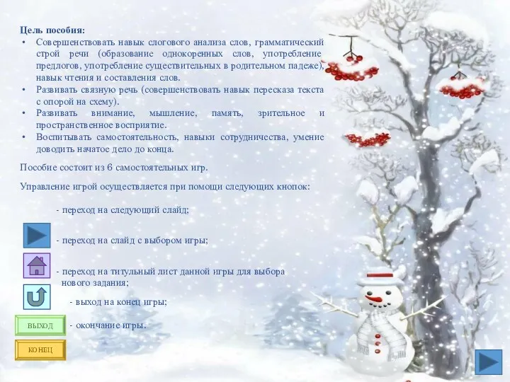 Цель пособия: Совершенствовать навык слогового анализа слов, грамматический строй речи