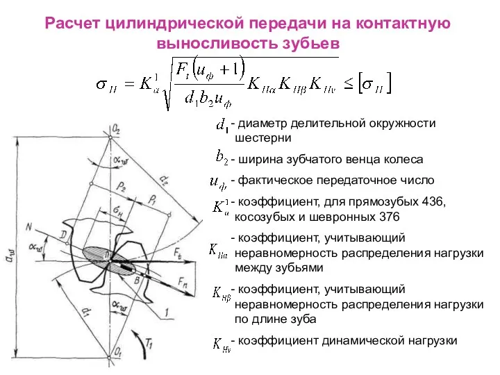 Расчет цилиндрической передачи на контактную выносливость зубьев диаметр делительной окружности