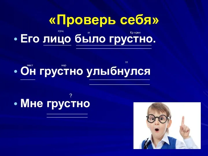 «Проверь себя» Его лицо было грустно. Он грустно улыбнулся Мне