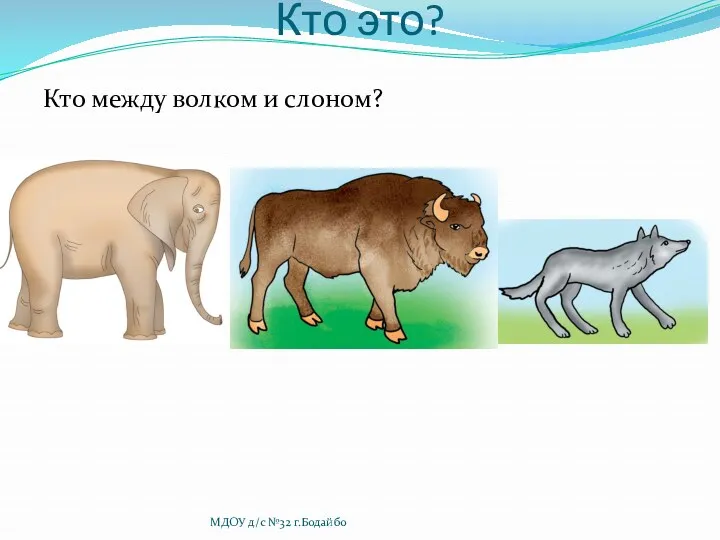 Кто это? Кто между волком и слоном? МДОУ д/с №32 г.Бодайбо