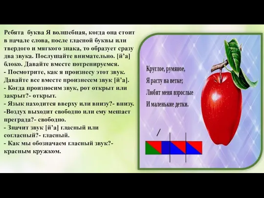 Ребята буква Я волшебная, когда она стоит в начале слова, после гласной буквы