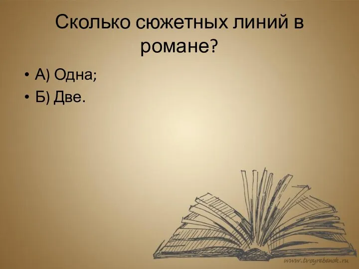 Сколько сюжетных линий в романе? А) Одна; Б) Две.