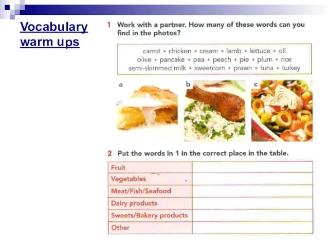 Vocabulary warm ups