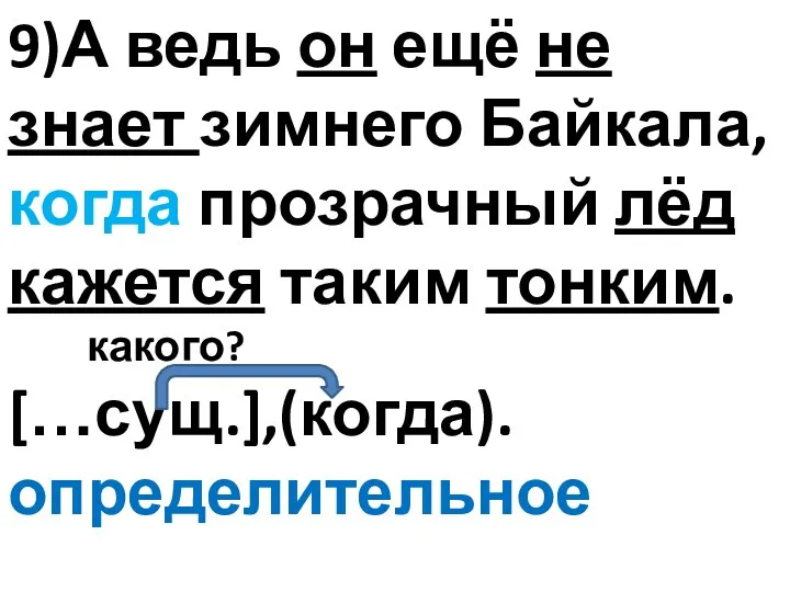 9)А ведь он ещё не знает зимнего Байкала, когда прозрачный