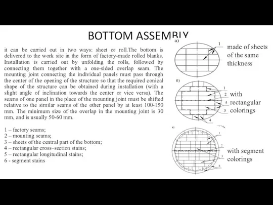 BOTTOM ASSEMBLY it can be carried out in two ways: