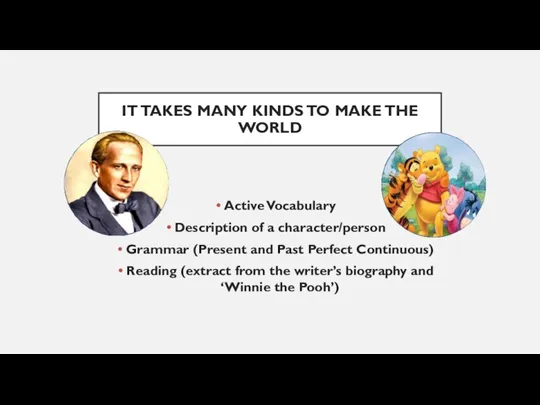 IT TAKES MANY KINDS TO MAKE THE WORLD Active Vocabulary Description of a