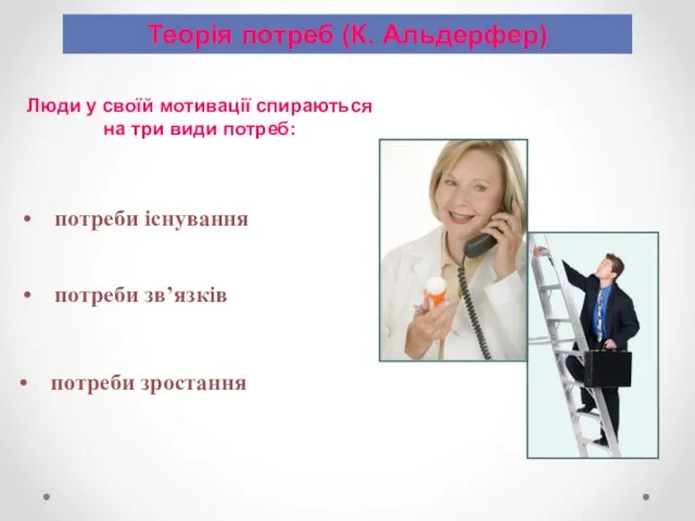 Люди у своїй мотивації спираються на три види потреб: потреби