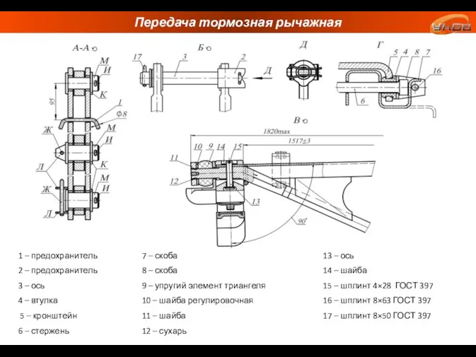 Передача тормозная рычажная