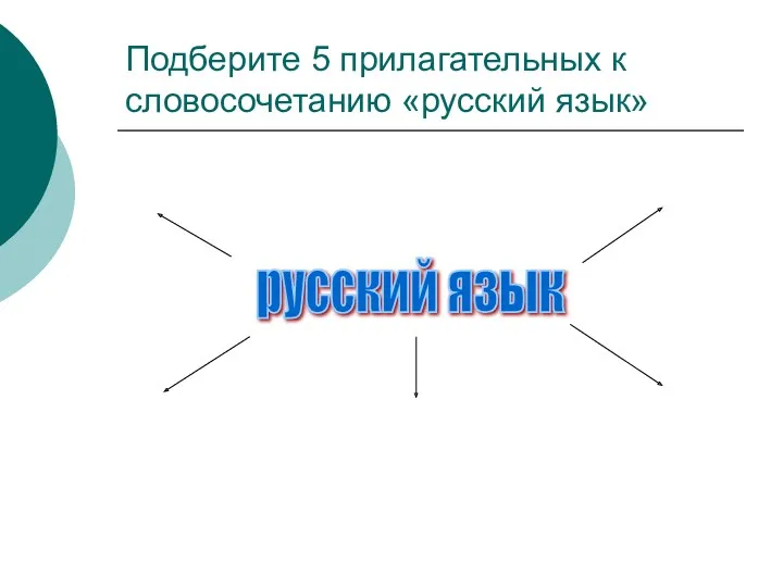 Подберите 5 прилагательных к словосочетанию «русский язык» русский язык