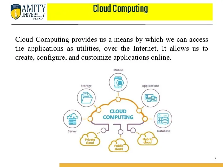 Cloud Computing Cloud Computing provides us a means by which