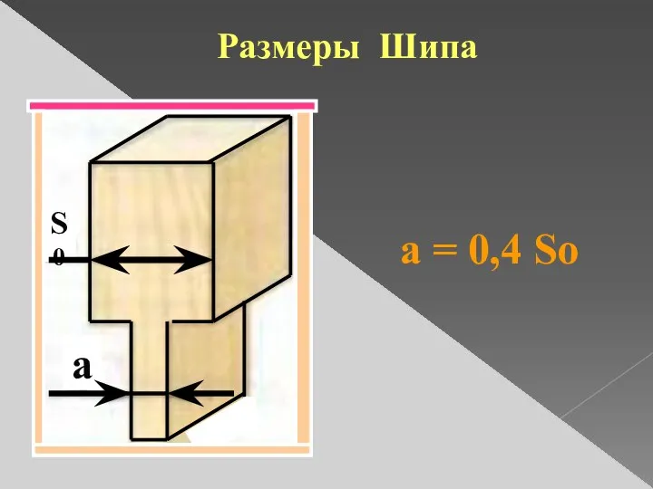 Размеры Шипа a = 0,4 So S0 a