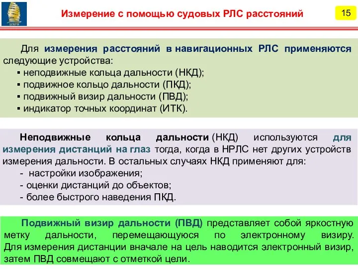 Неподвижные кольца дальности (НКД) используются для измерения дистанций на глаз