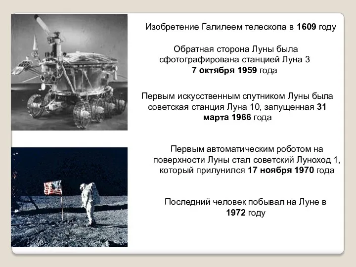 Изобретение Галилеем телескопа в 1609 году Обратная сторона Луны была