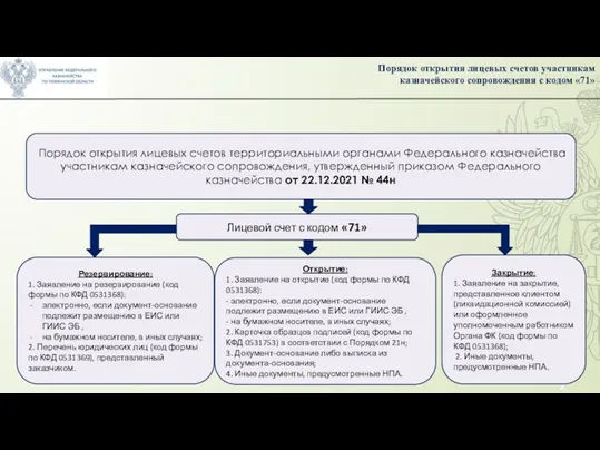 Порядок открытия лицевых счетов территориальными органами Федерального казначейства участникам казначейского