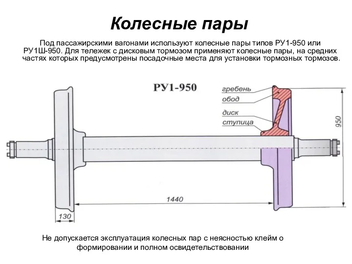 Не допускается эксплуатация колесных пар с неясностью клейм о формировании