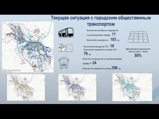 Текущая ситуация с городским общественным транспортом Дублирование маршрутной сети высокое