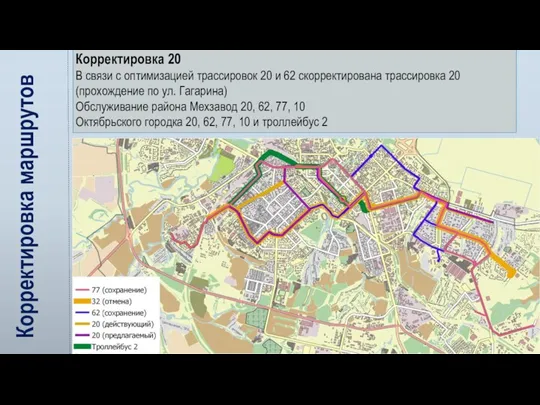 Корректировка маршрутов Корректировка 20 В связи с оптимизацией трассировок 20