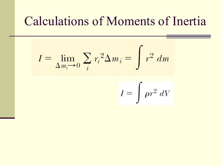 Calculations of Moments of Inertia